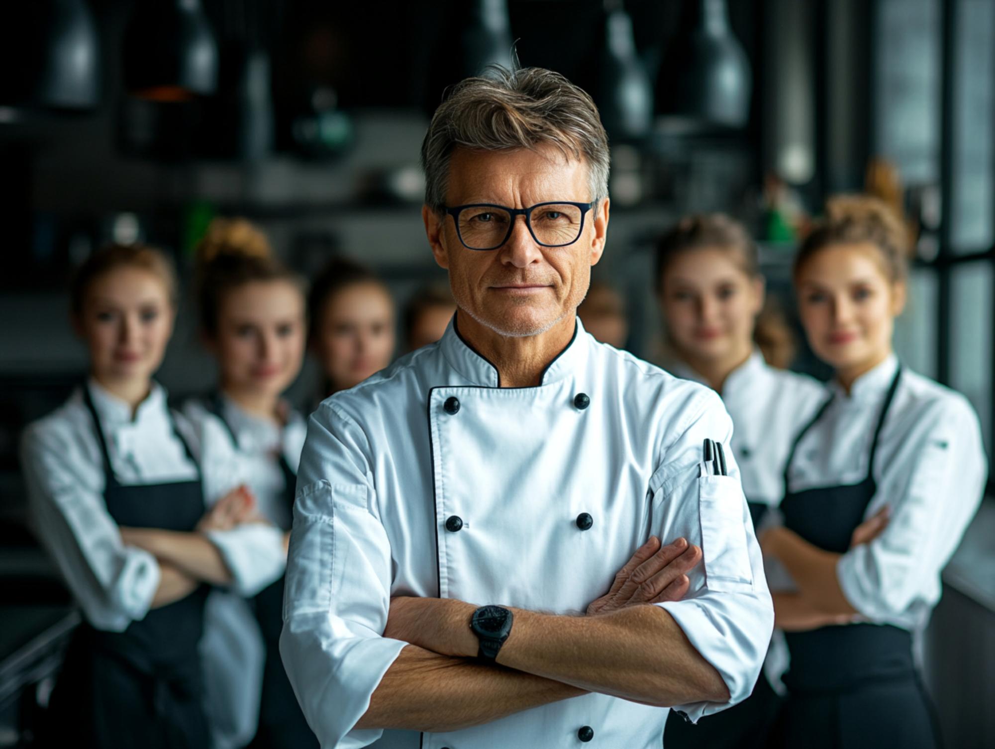 Zespół instruktorów w studiu kulinarnym